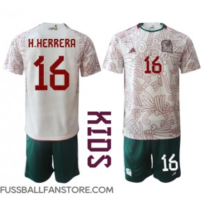 Mexiko Hector Herrera #16 Replik Auswärtstrikot Kinder WM 2022 Kurzarm (+ Kurze Hosen)